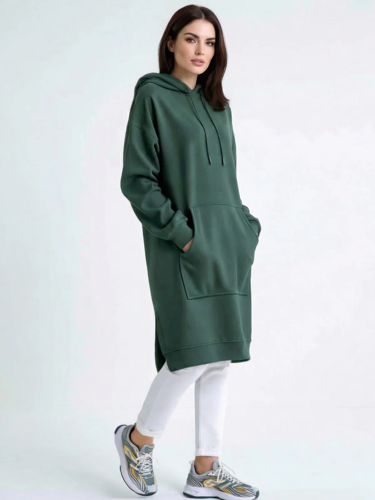 Oversized Mid-Length Hoodie Dress - Image 4